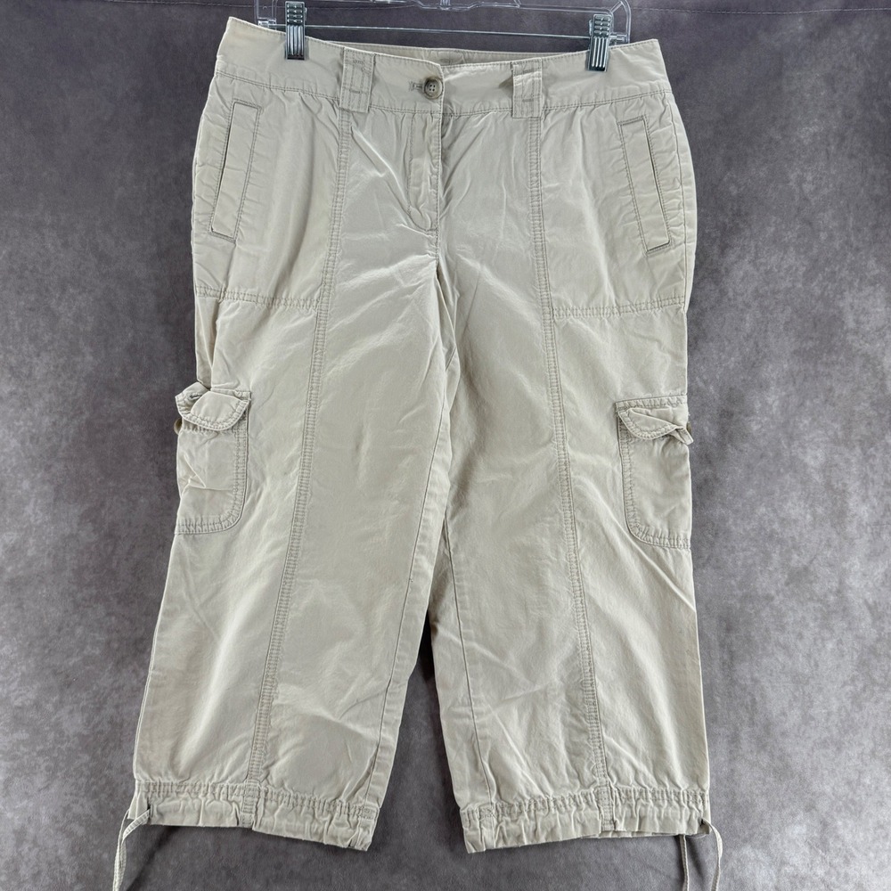 Ann Taylor Signature Fit Khaki Cargo Pants Tan Cotton Straight Leg Womens Size 8